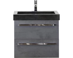 Badkamermeubel Seville 60 Cm Natuurstenen Wastafel Beton Antraciet