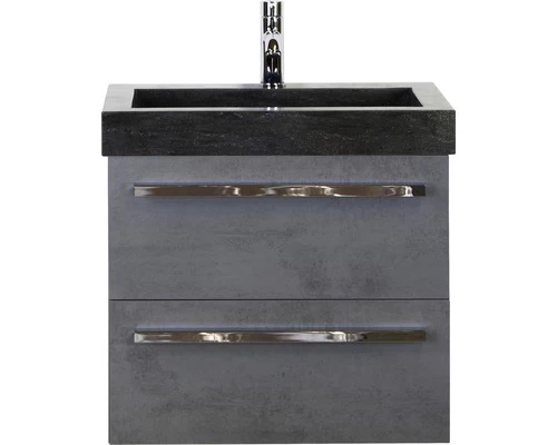 Badkamermeubel Seville 60 Cm Natuurstenen Wastafel Beton Antraciet 1 Badkamermeubel Seville 60 Cm Natuurstenen Wastafel Beton Antraciet