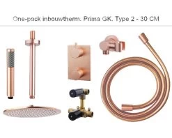 Complete Inbouw Doucheset One-pack Prima Ø30 Cm Geborsteld Koper - Model 2