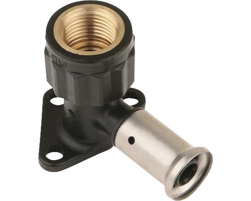 HENCO PVDF Sanitair Muurplaat 16 Mm Pers X 1/2" Binnendraad Kort 1 HENCO PVDF Sanitair Muurplaat 16 Mm Pers X 1/2" Binnendraad Kort