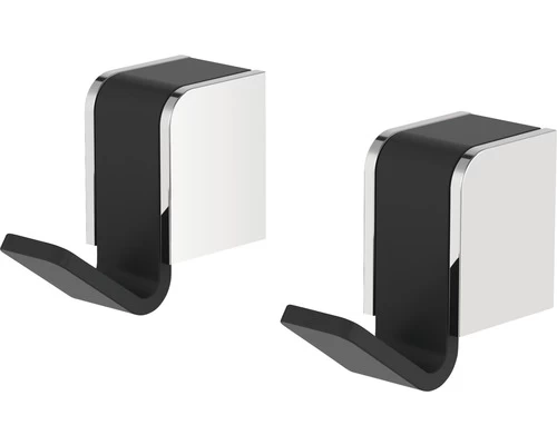 LENZ Handdoekhaken Soulution 2 Stuks Chroom Zwart 1 LENZ Handdoekhaken Soulution 2 Stuks Chroom Zwart
